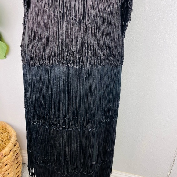 Vintage Shuet Young for HW Collections Black Finger Flapper Style Midi Dress - Picture 2 of 7